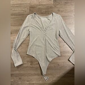 Abercrombie & Fitch Grey Cozy Henley Bodysuit